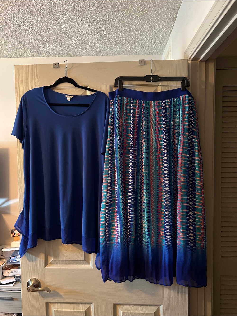 Blue Printed Maxi Skirt - Women's Blue Patterned Skirt & blouse